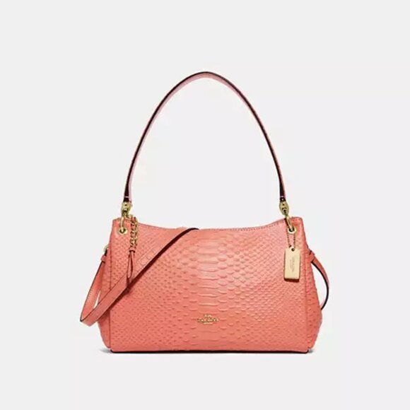 Coach Python Small Mia Shoulder Bag In IM/Light Coral + Wallet - Picture 3 of 14